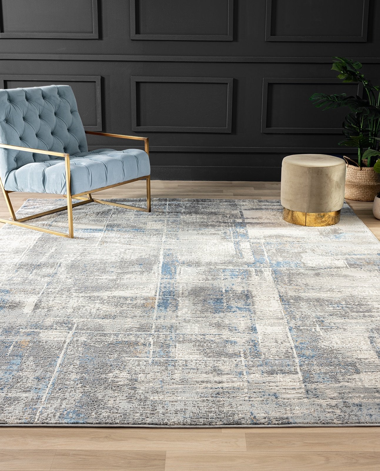 Lumina Grey and Azure Modern Area Rug