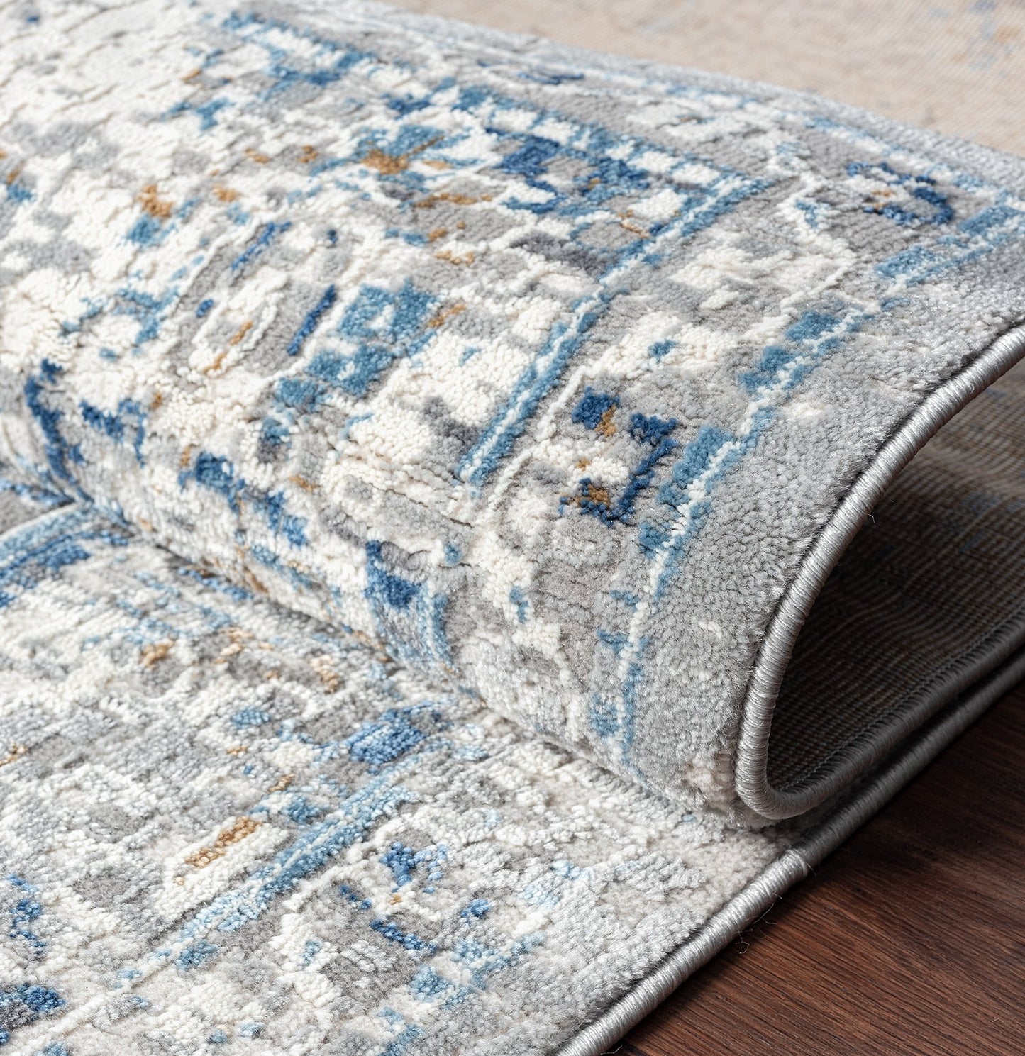 Lumina Vintage Blues and Grey Transitional Area Rug