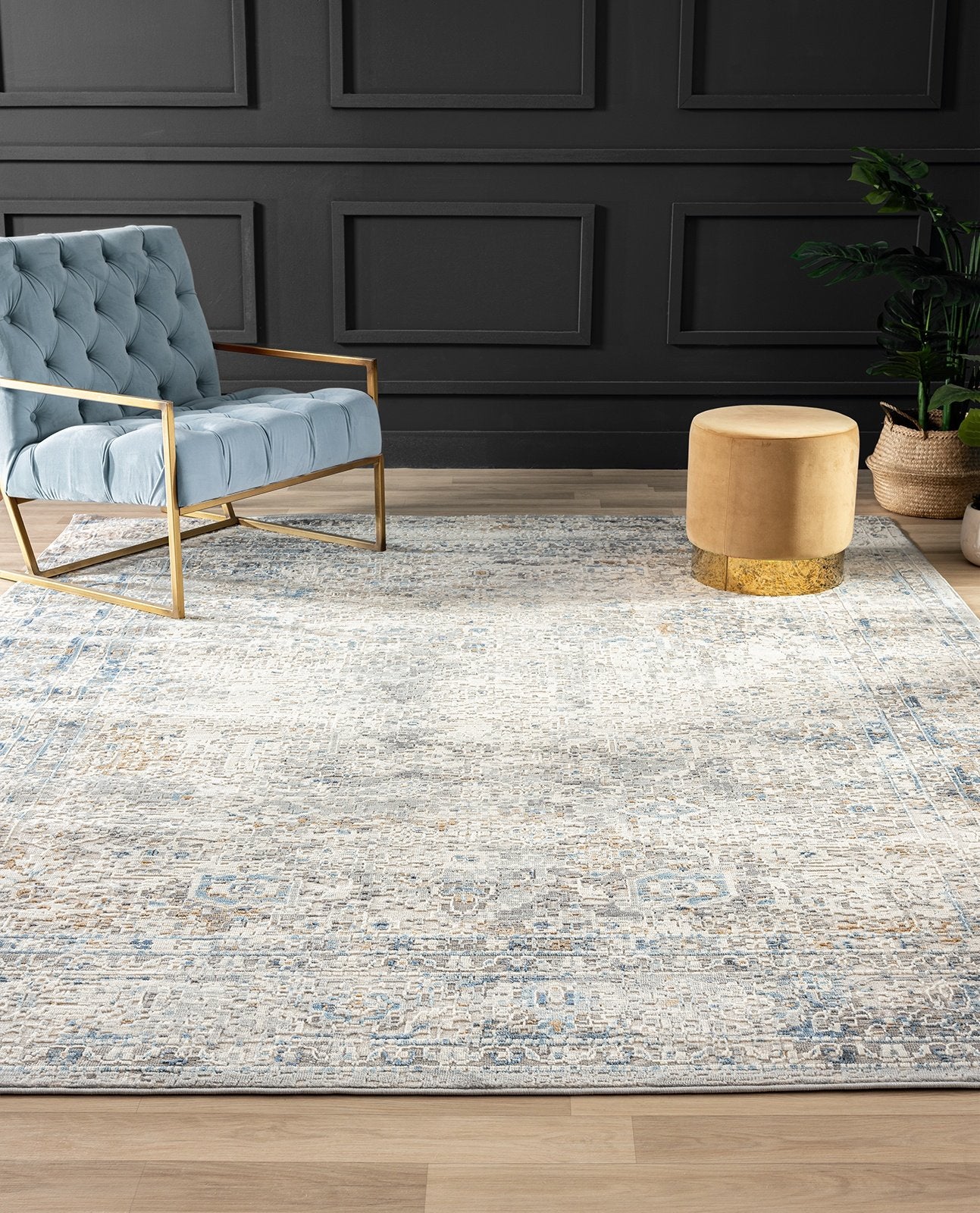 Lumina Vintage Blues and Grey Transitional Area Rug