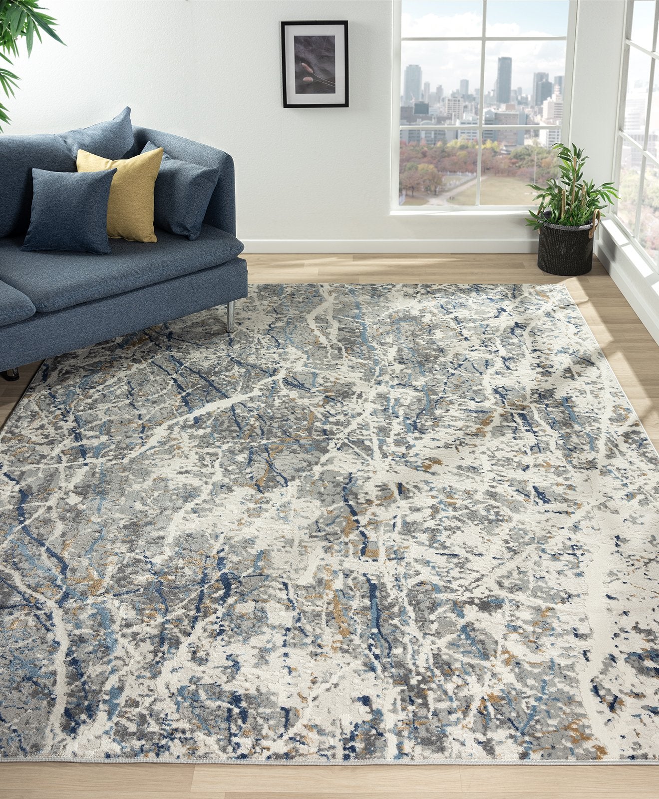 Lumina Zinc and Azure Modern Area Rug