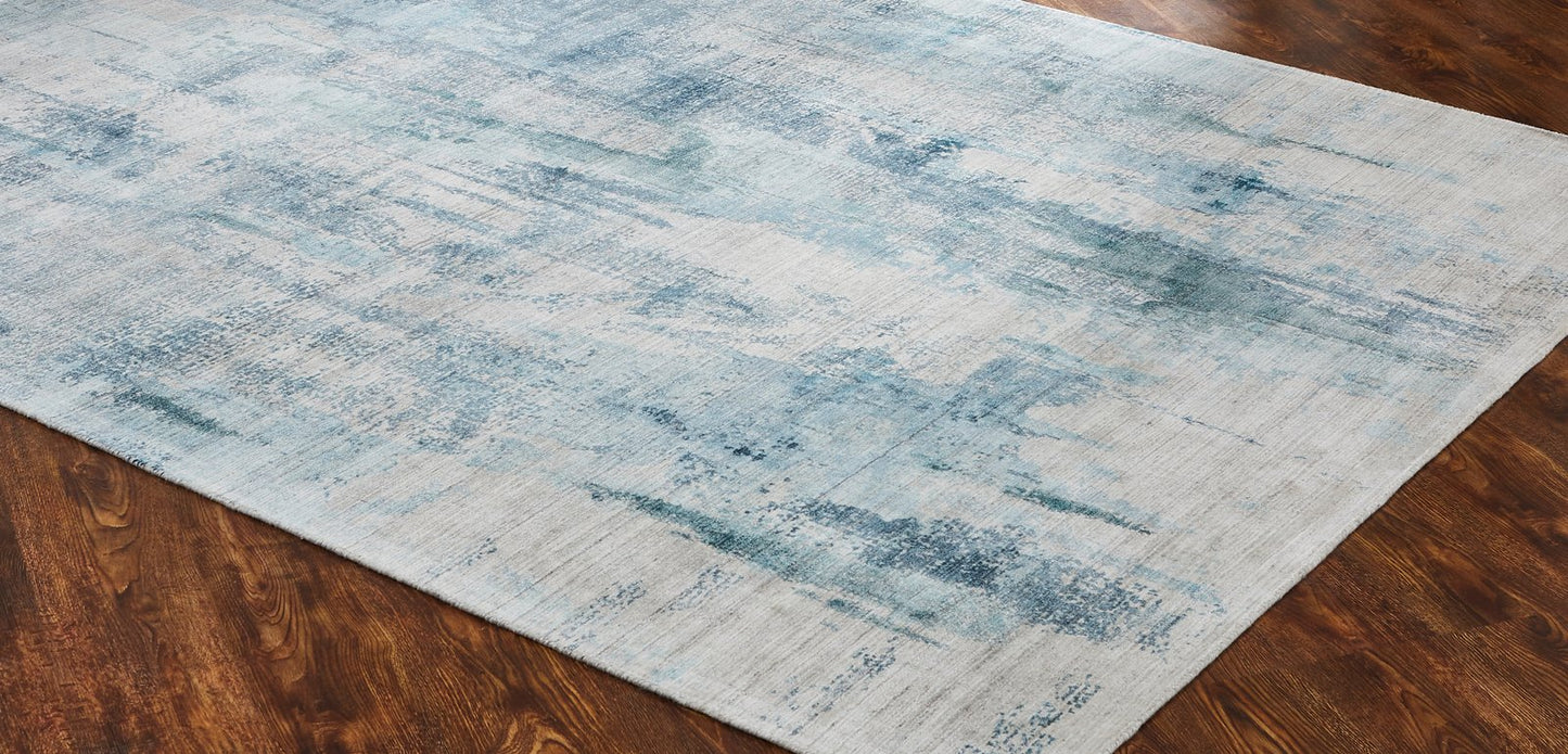 Lucid New Blue and Grey Abstract Area Rug