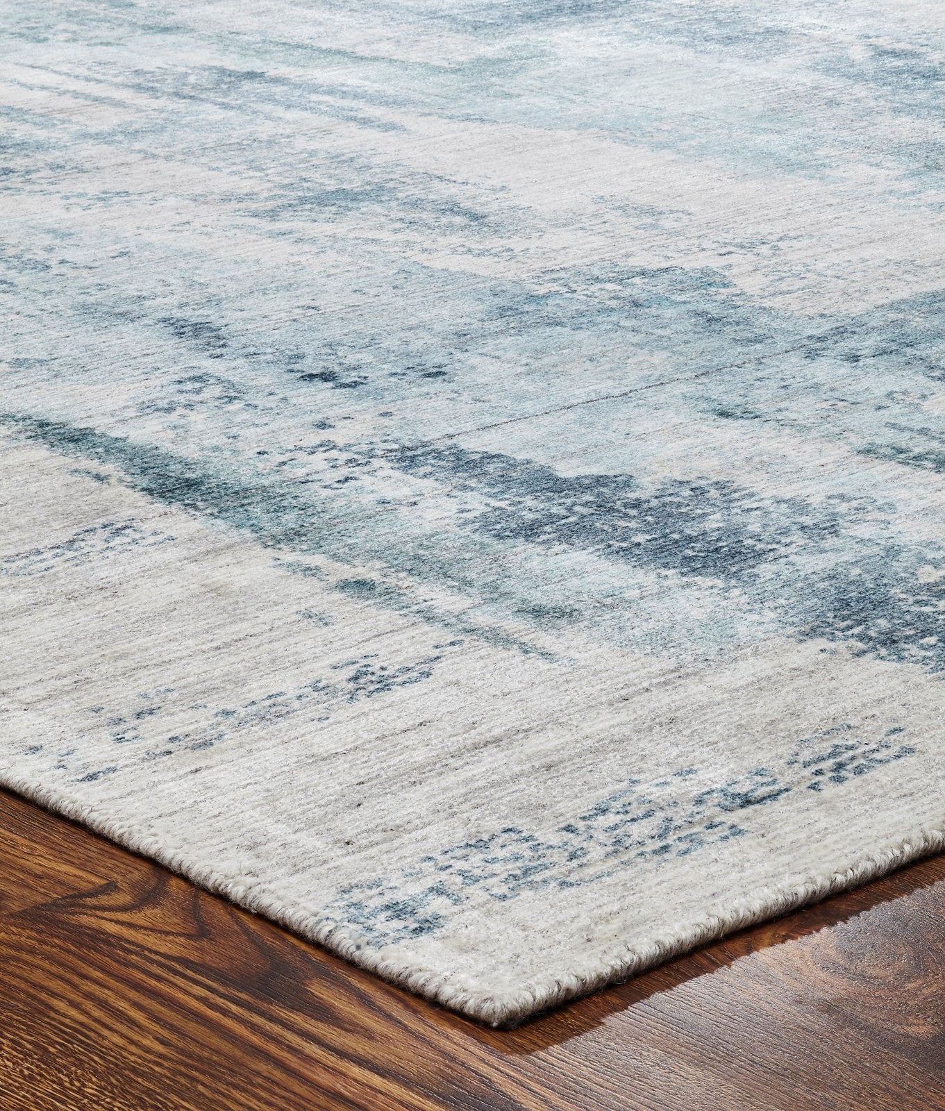 Lucid New Blue and Grey Abstract Area Rug