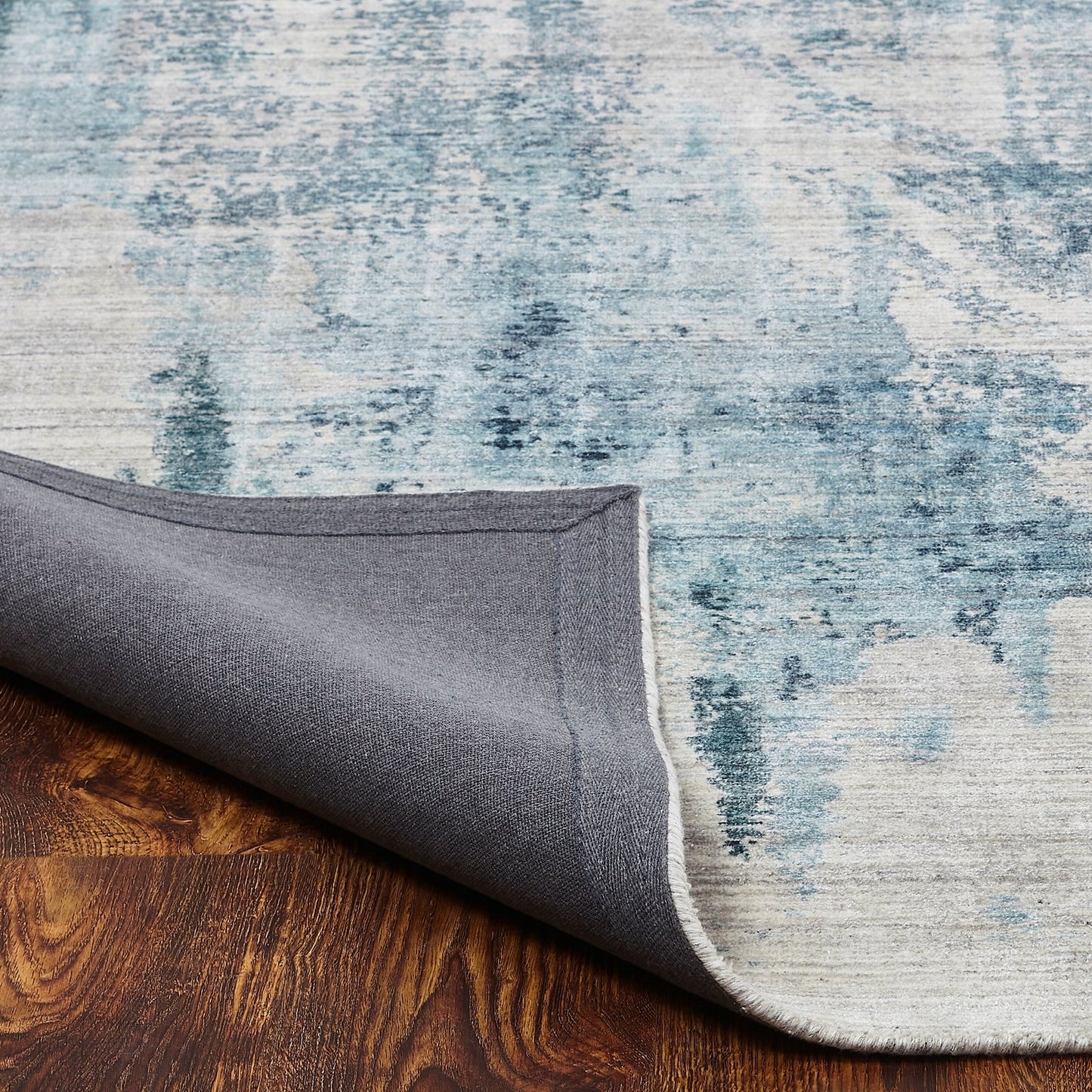 Lucid New Blue and Grey Abstract Area Rug