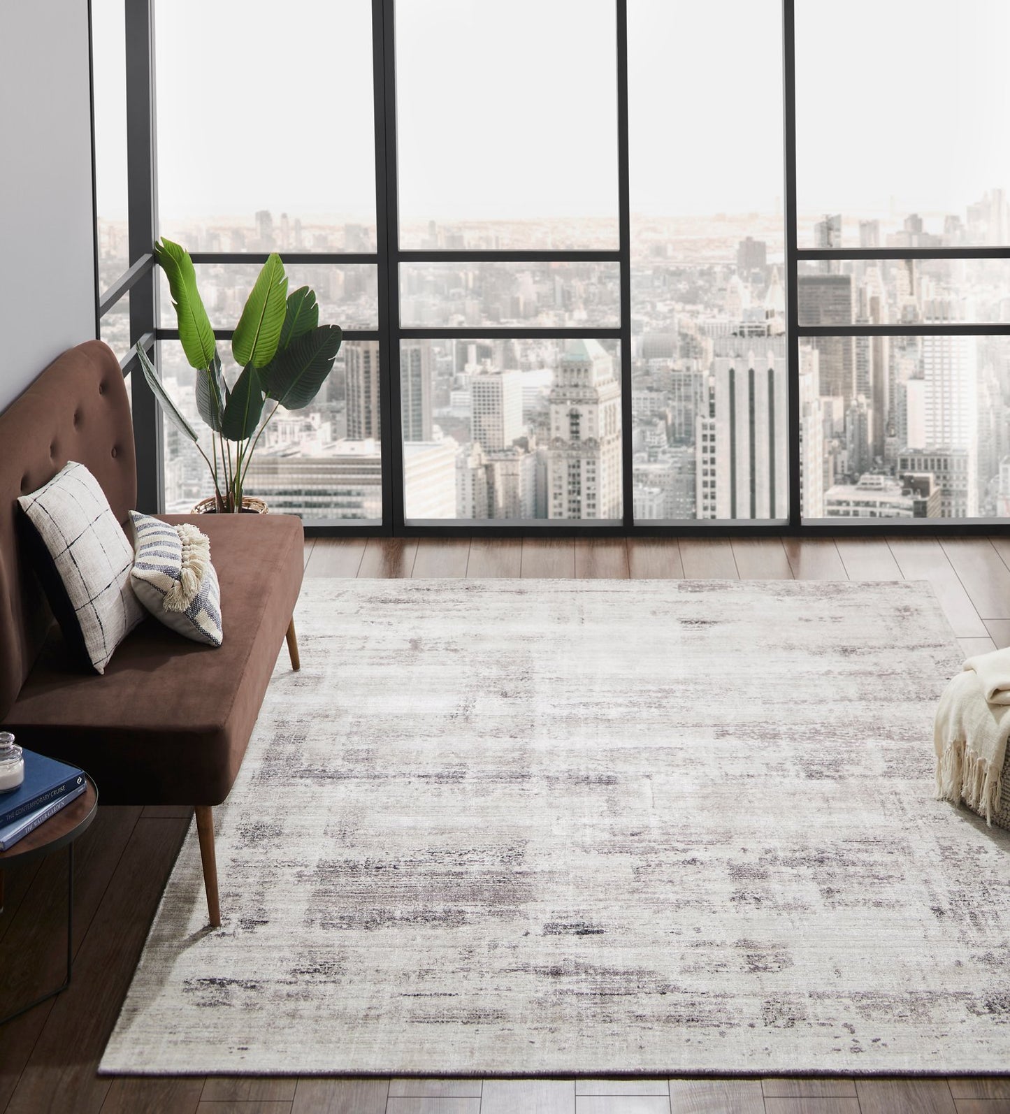 Lucid New Beige and Brown Abstract Area Rug