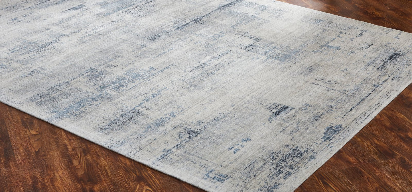 Lucid New Grey and Blue Abstract Area Rug