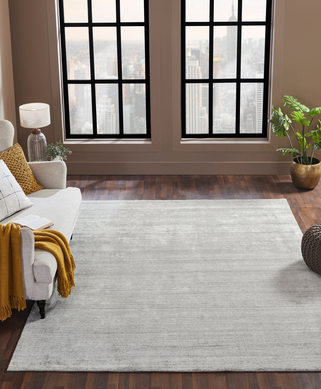 Meridian Oatmeal Solid Abrash Area Rug