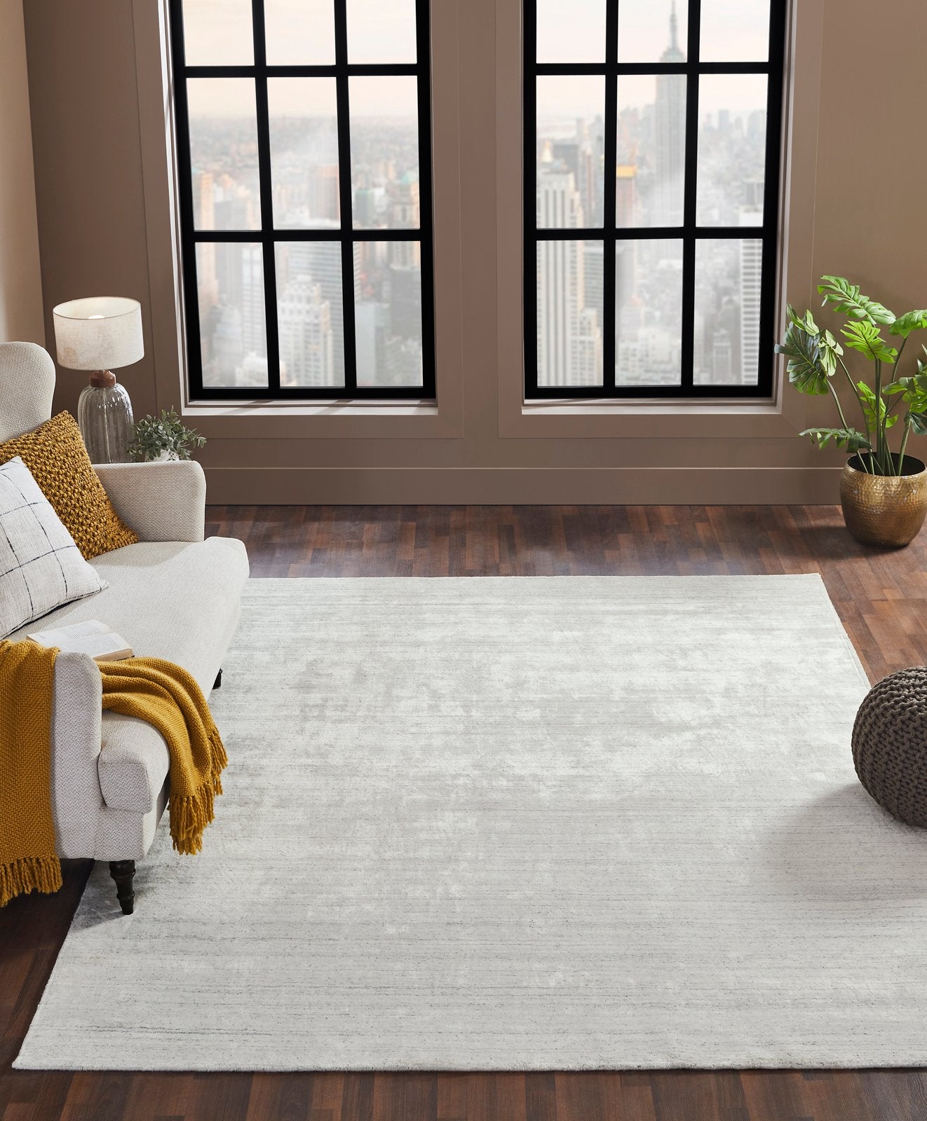 Meridian Greige Solid Abrash Area Rug