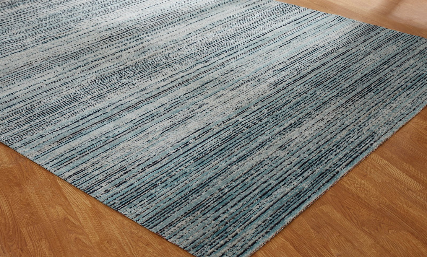 Modena Aqua Strie Contemporary Area Rug