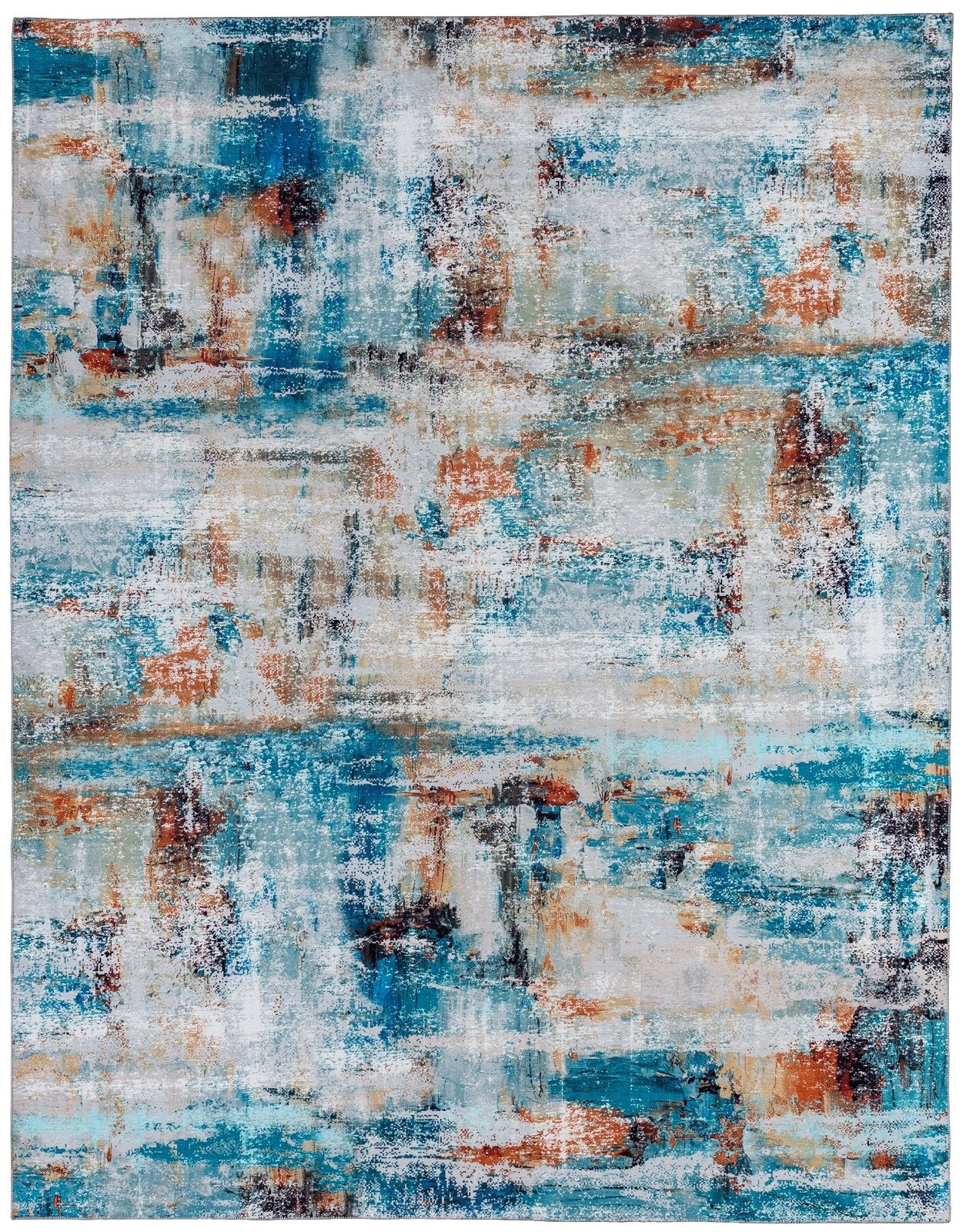 Omnia Turquoise and Spice Abstract Area Rug