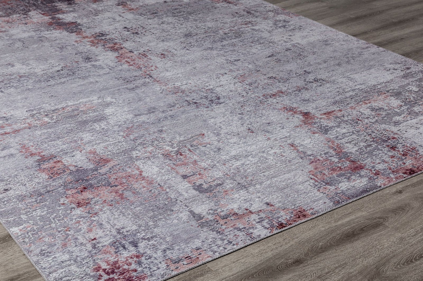 Omnia Zinc and Merlot Abstract Area Rug