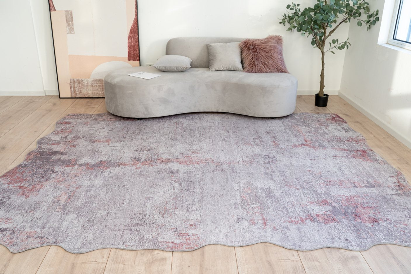 Omnia Zinc and Merlot Abstract Area Rug