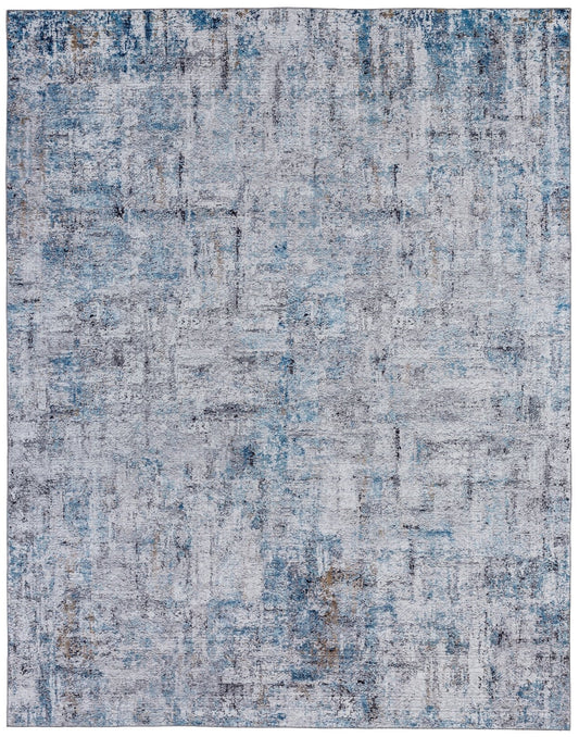 Omnia Azure and Grey Tones Abstract Area Rug